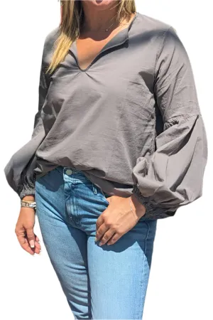 Fog Cotton Poplin Long Sleeve Top