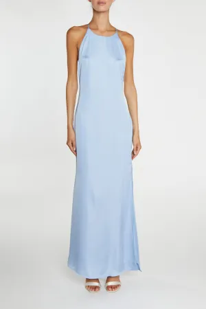 Gigi Cornflower Blue Side-Split Halterneck Maxi-Dress