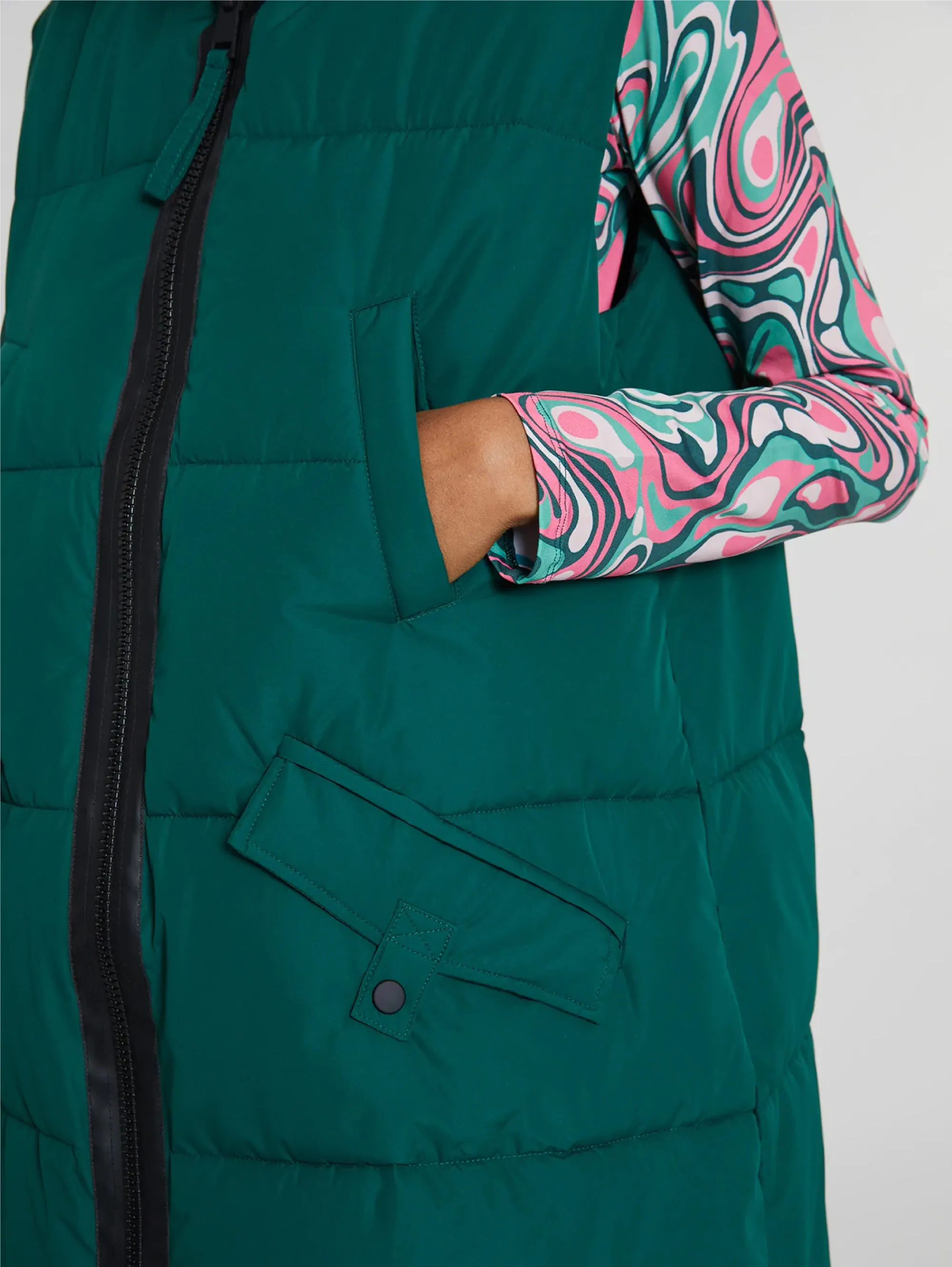 Gilet Lungo Imbottito Pavone
