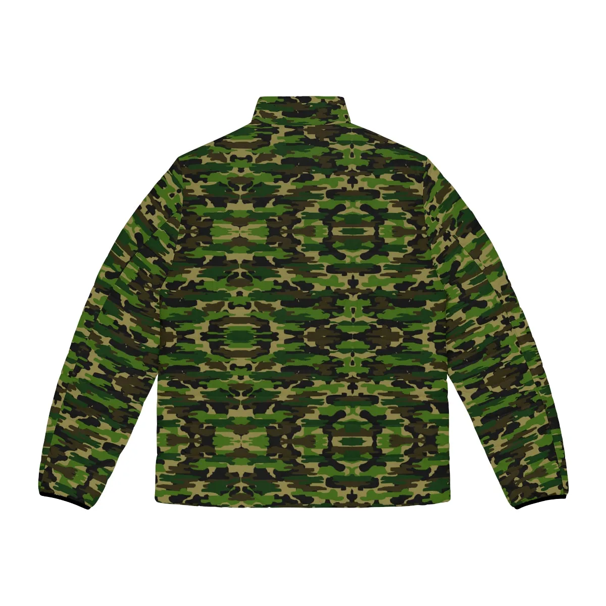 Green Camo Print Men's Jacket, Best Men's Puffer Jacket With Zippers