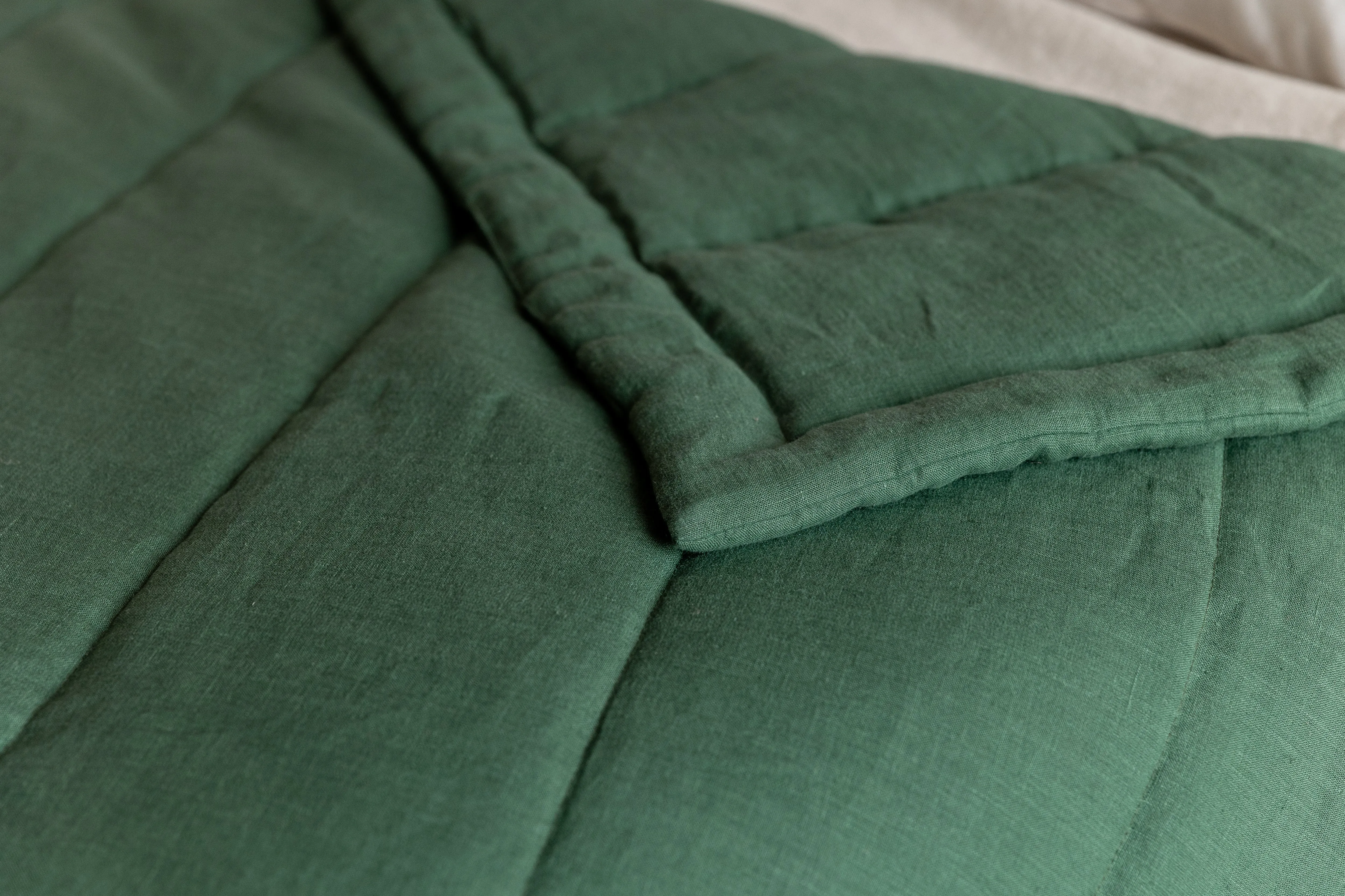 Green Hemp Linen Toddler Blanket filled Organic HEMP FIBER in linen fabric 47" x 64" (120x165 cm)