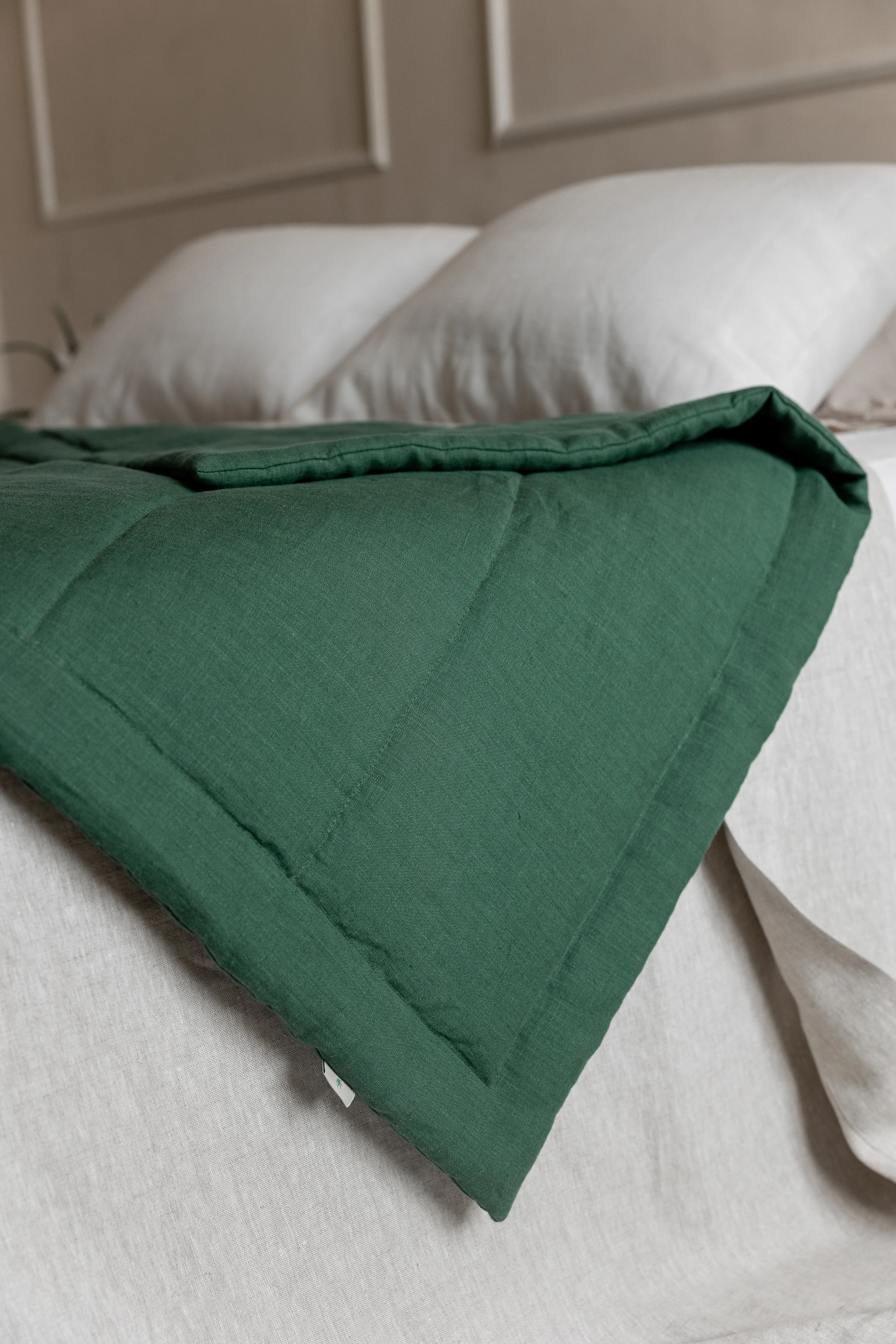 Green Hemp Linen Toddler Blanket filled Organic HEMP FIBER in linen fabric 47" x 64" (120x165 cm)
