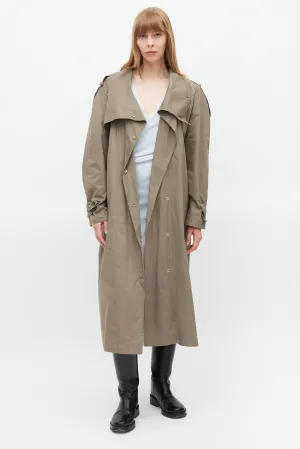 Green Lottie Double Breasted Trench Coat