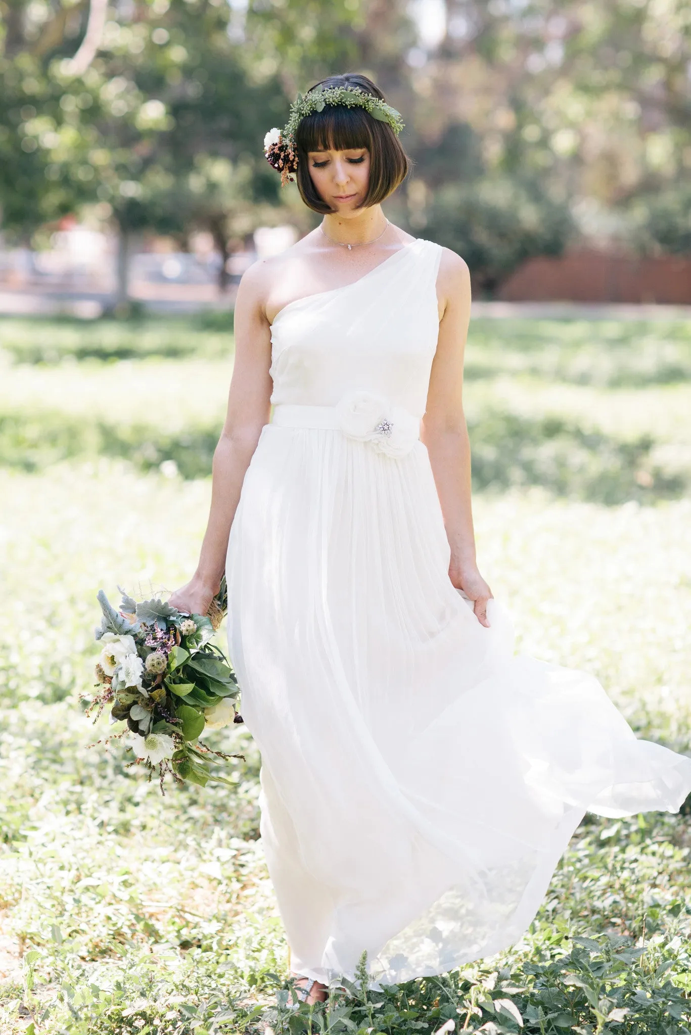 HB6225 Grecian One Shoulder Wedding Dress