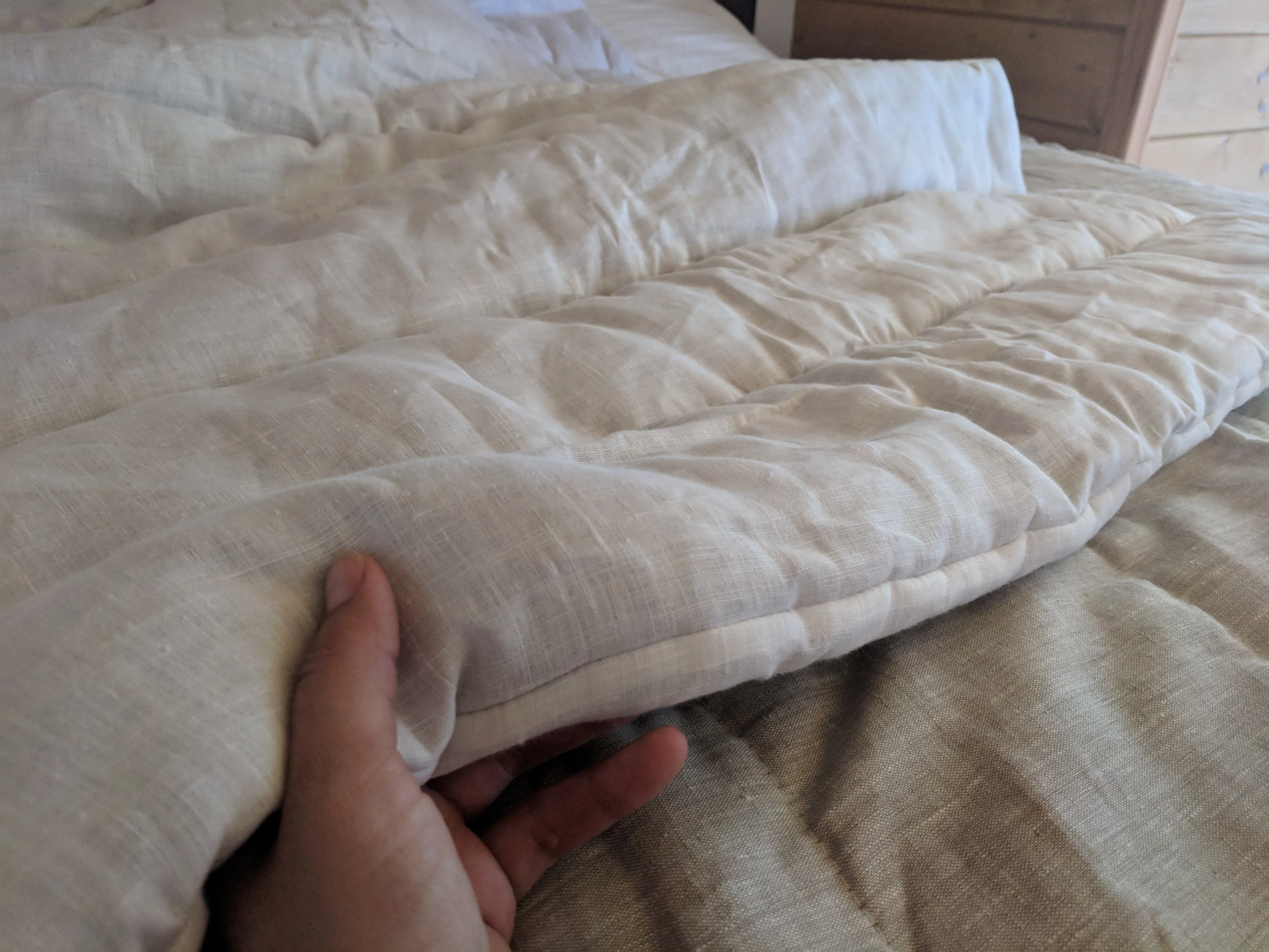 Hemp Flax Baby 39" x 59" (100 x 150 cm) comforter blanket filled Organic HEMP FIBER in natural white linen fabric Crib blanket/Baby Bedding/Chemical Free