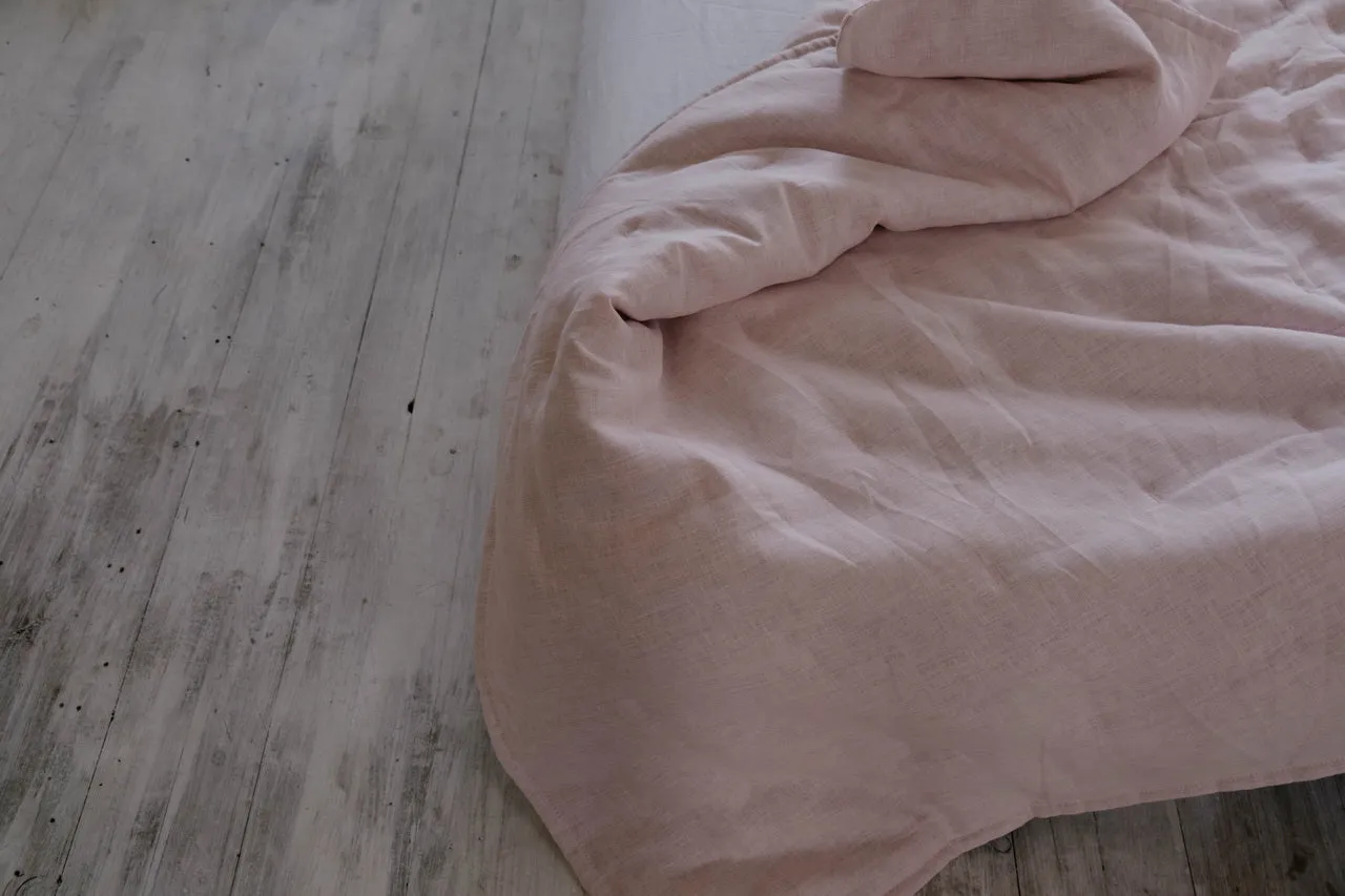 HEMP Linen Blanket organic Hemp fiber filling in Natural Linen Fabric Full Twin custom size cozy organic hand made Quilted blanket