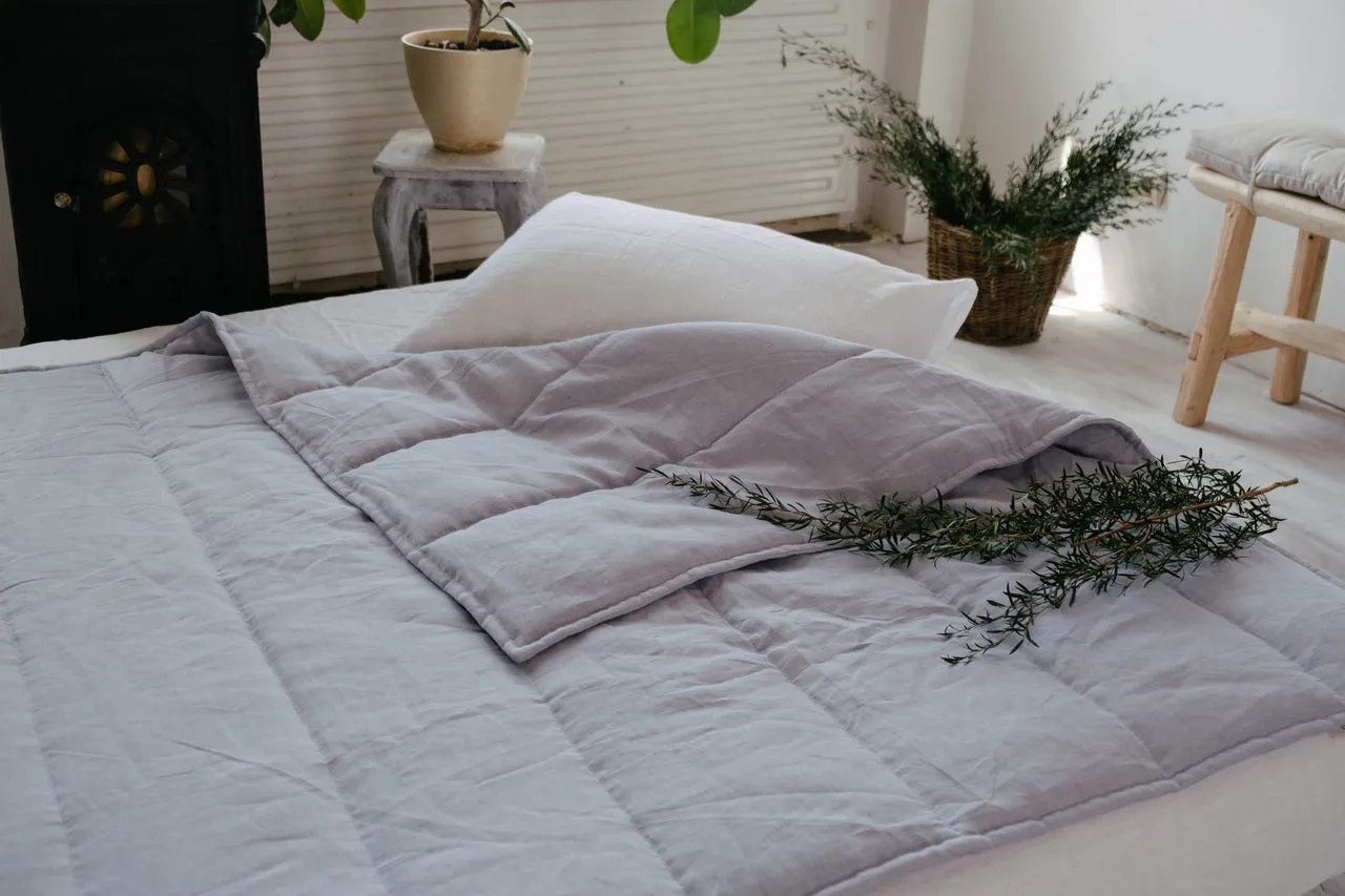 HEMP Linen blanket organic Hemp fiber filling in Natural Linen Fabric Full Twin Queen custom size cozy organic quilted blanket