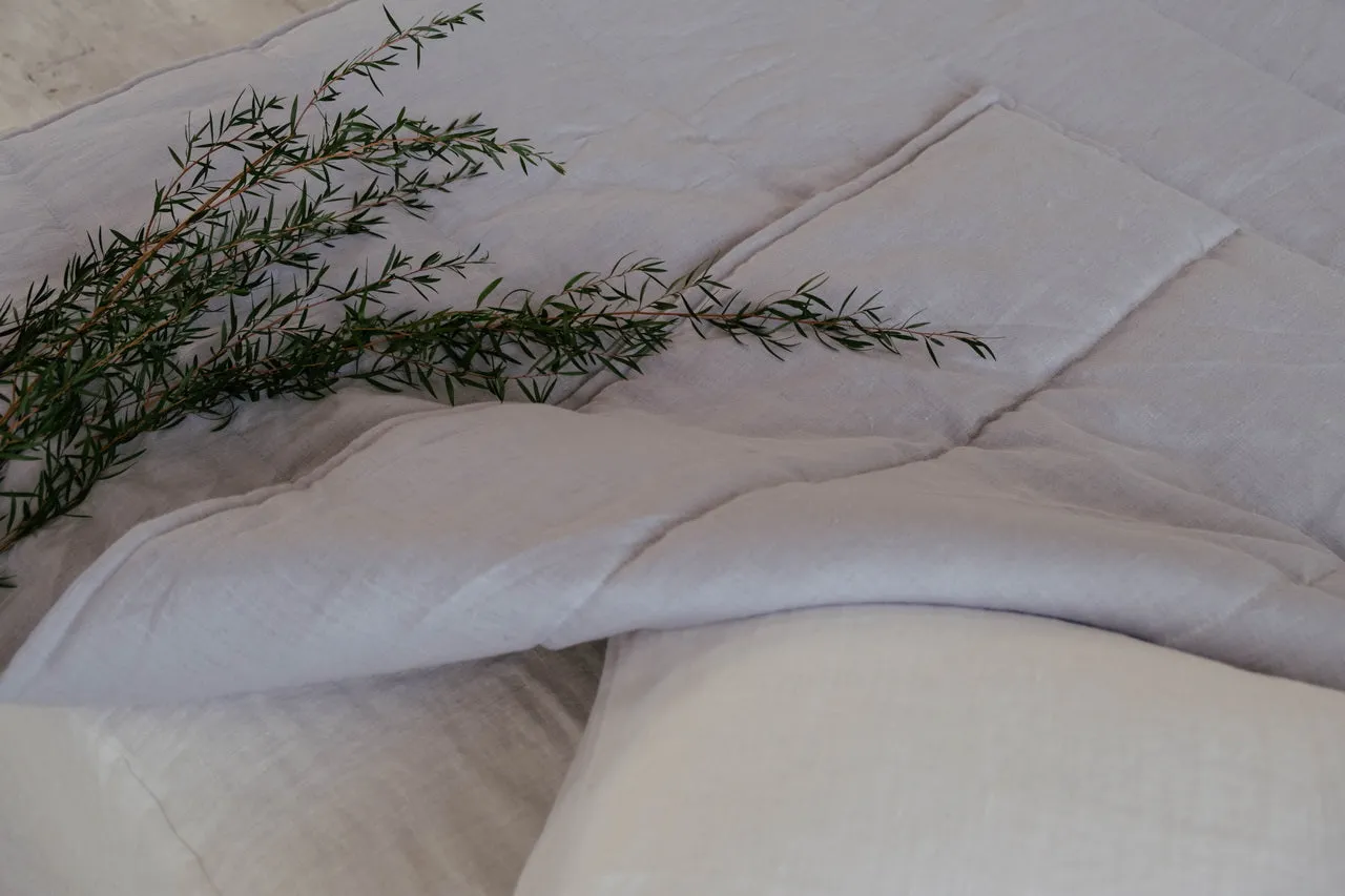 HEMP Linen blanket organic Hemp fiber filling in Natural Linen Fabric Full Twin Queen custom size cozy organic quilted blanket