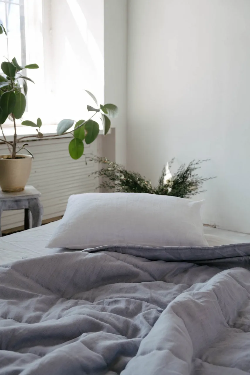 HEMP Linen blanket organic Hemp fiber filling in Natural Linen Fabric Full Twin Queen custom size cozy organic quilted blanket