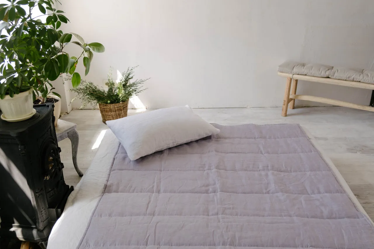HEMP Linen blanket organic Hemp fiber filling in Natural Linen Fabric Full Twin Queen custom size cozy organic quilted blanket