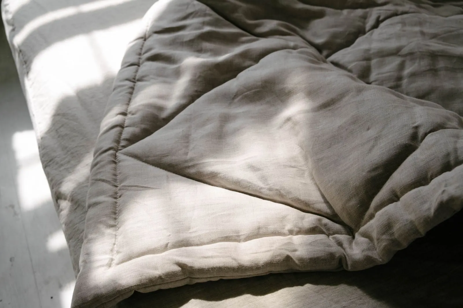 Hemp Linen Comforter Blanket "Diamond Stitching" Organic Hemp Fiber in Natural Undyed Linen Fabric Full Twin Queen King Custom size