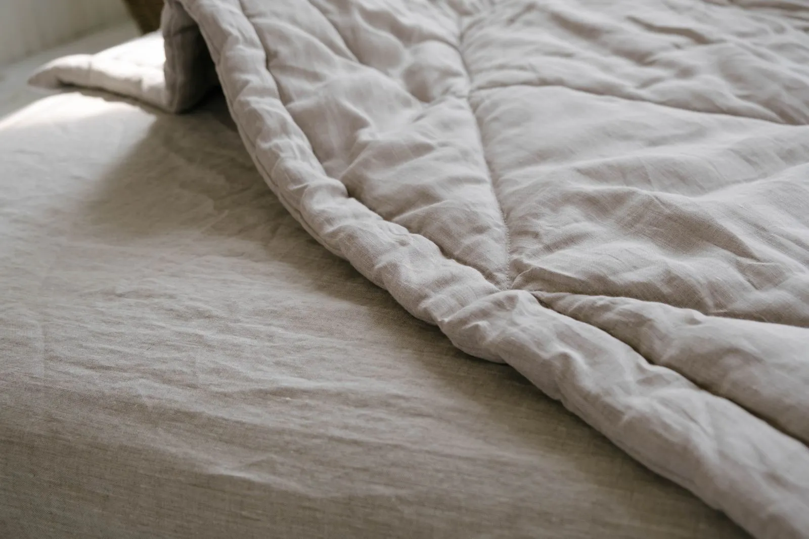 Hemp Linen Comforter Blanket "Diamond Stitching" Organic Hemp Fiber in Natural Undyed Linen Fabric Full Twin Queen King Custom size