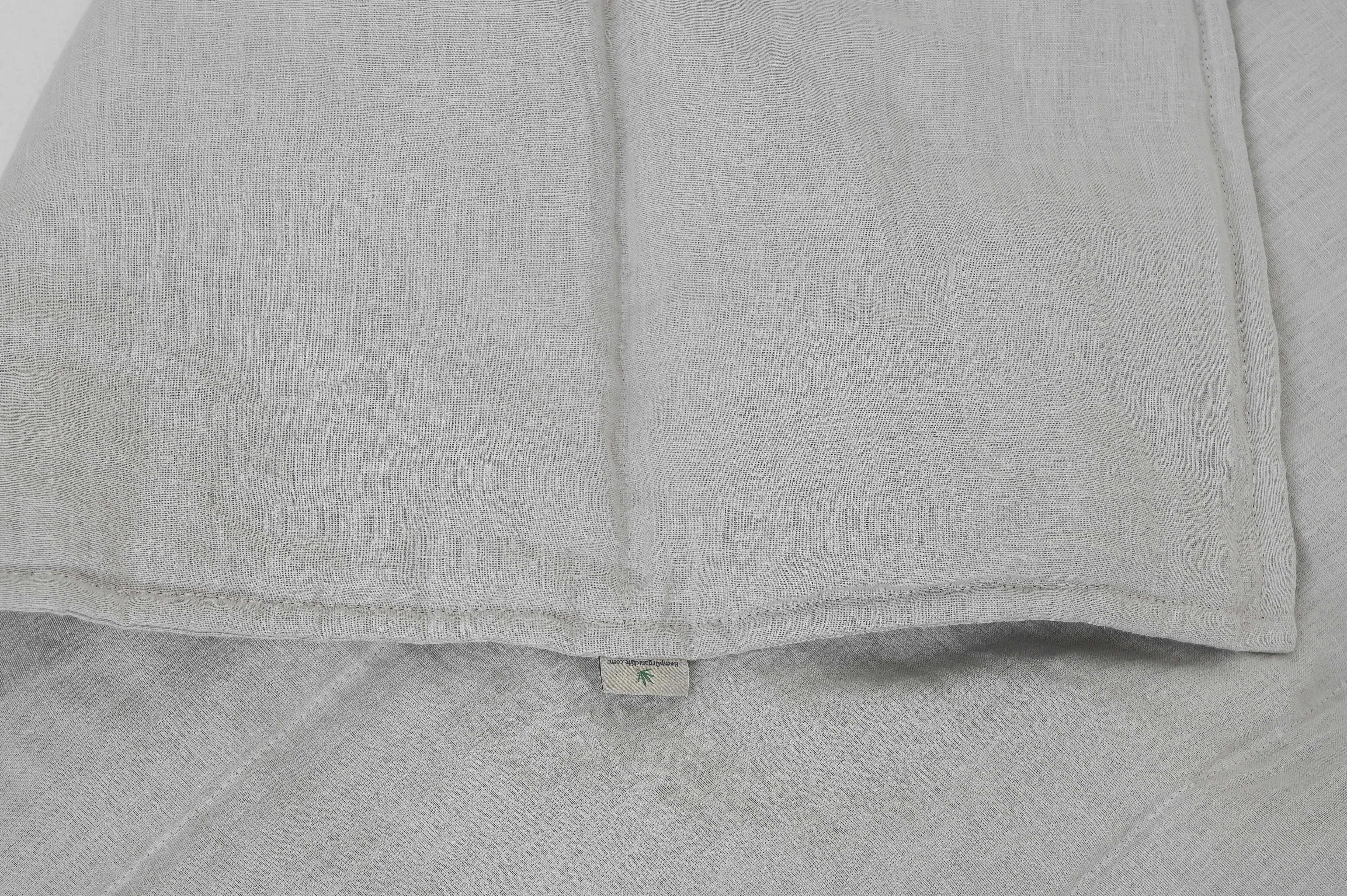 Hemp Linen Light Grey Natural Blanket Quilt Linen Soft Washed Fabric Filled Organic Hemp Fiber - Full Queen King custom size