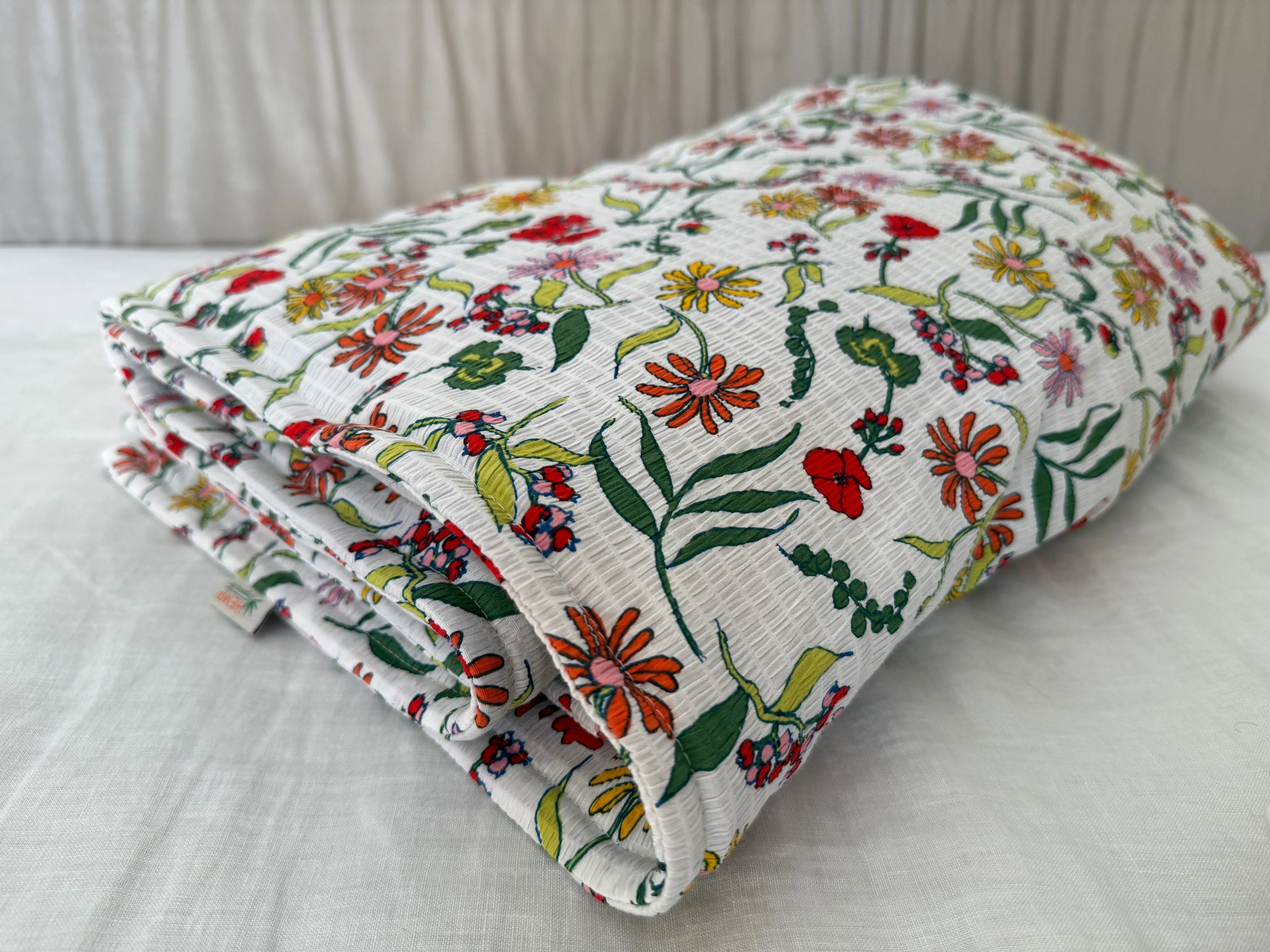 HEMP throw Blanket Summer filled organic Hemp fiber filler in Italian viscose fabric
