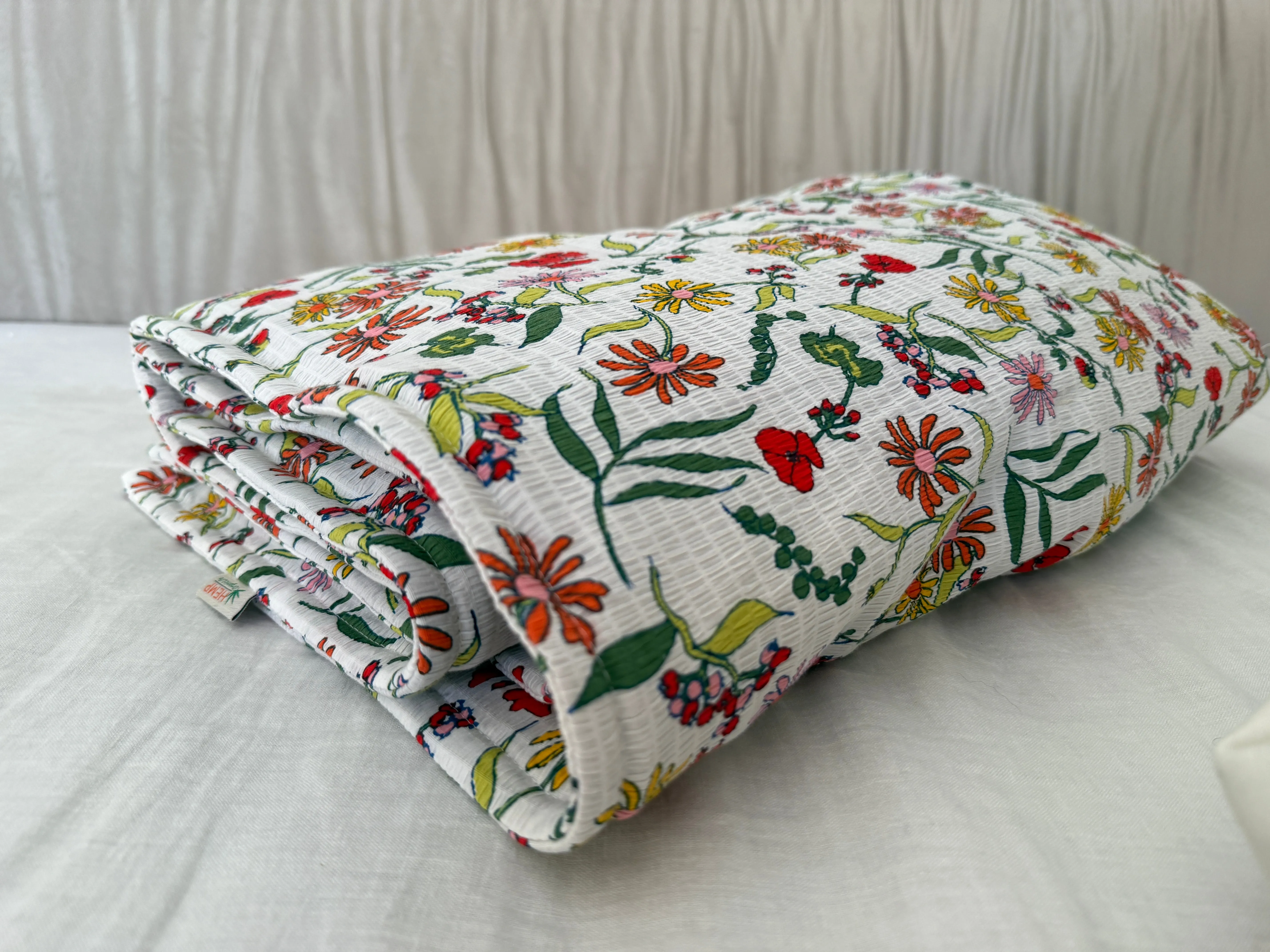 HEMP throw Blanket Summer filled organic Hemp fiber filler in Italian viscose fabric