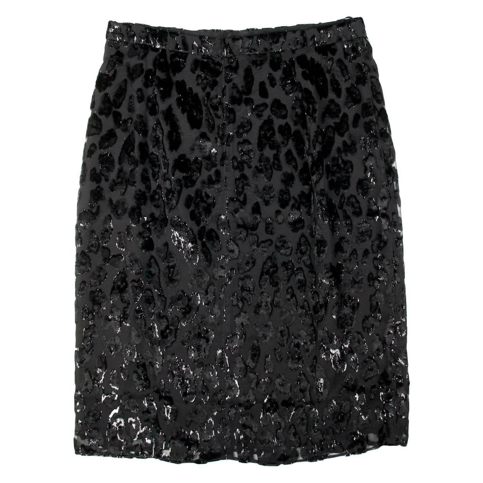 J Crew Women's Slip Skirt in Burnout Velvet Leopard Black Sz 4 K2125
