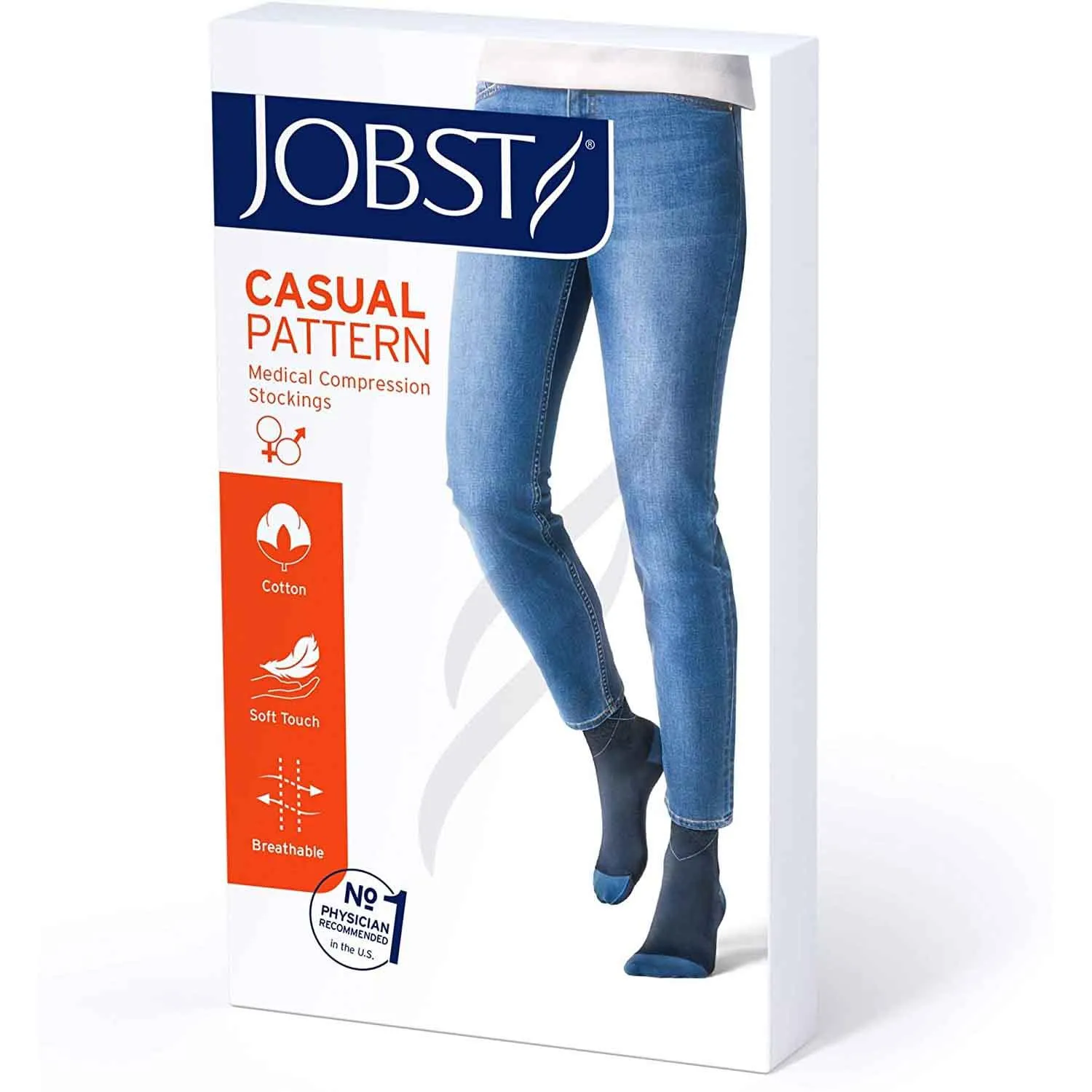 JOBST Casual Pattern Knee High Compression Socks, 15-20 mmHg, Closed Toe