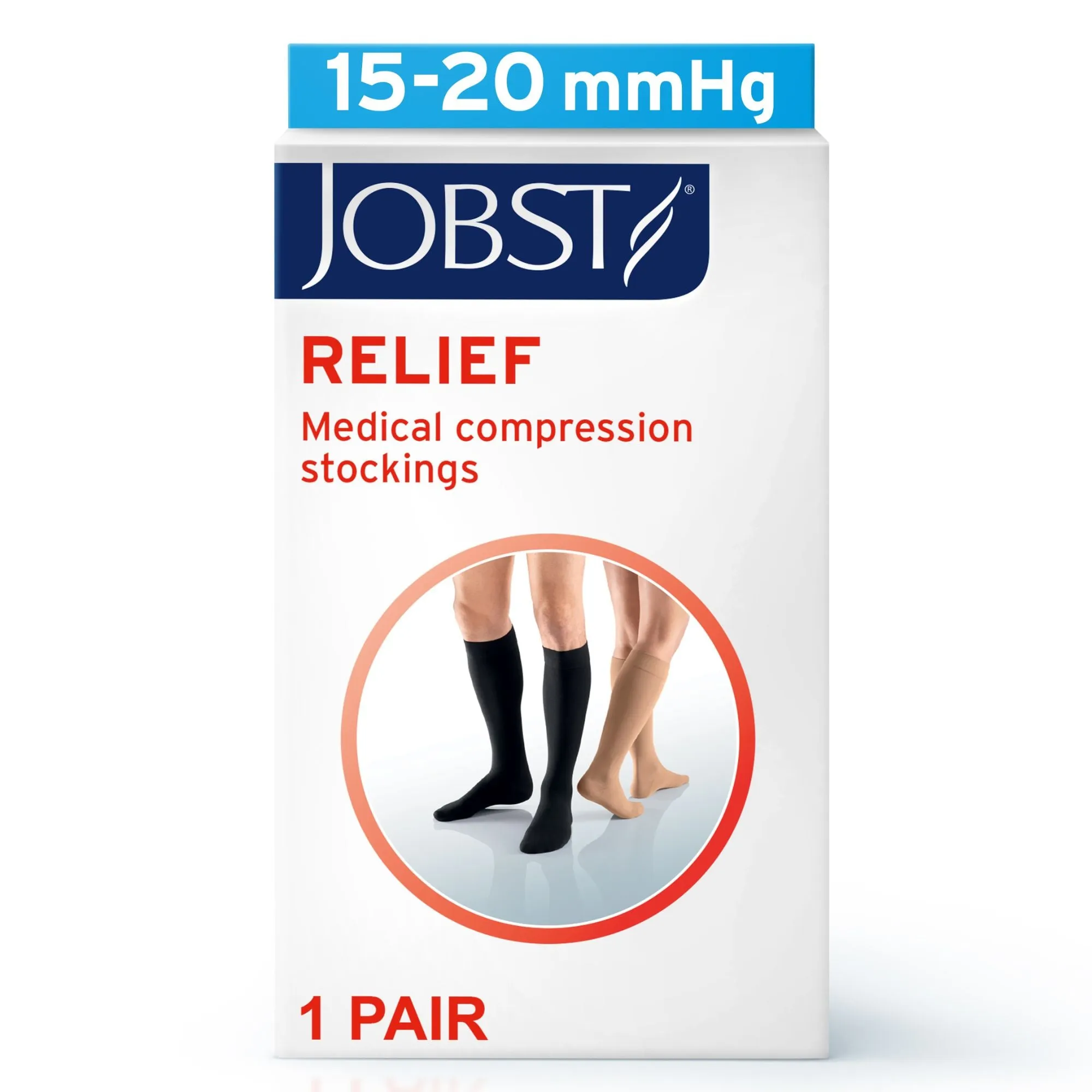 JOBST Relief 15-20 mmHg Compression Stockings, Knee High, Open Toe