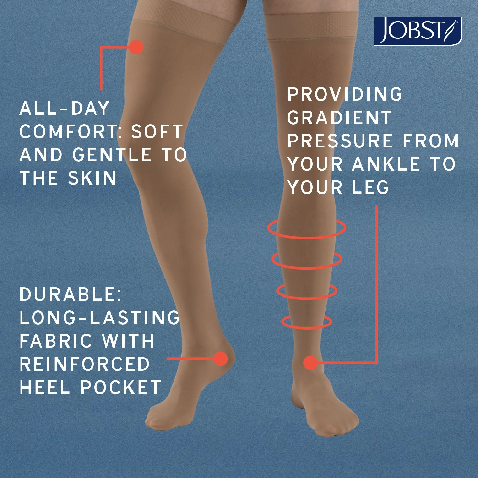 JOBST Relief 15-20 mmHg Compression Stockings, Knee High, Open Toe
