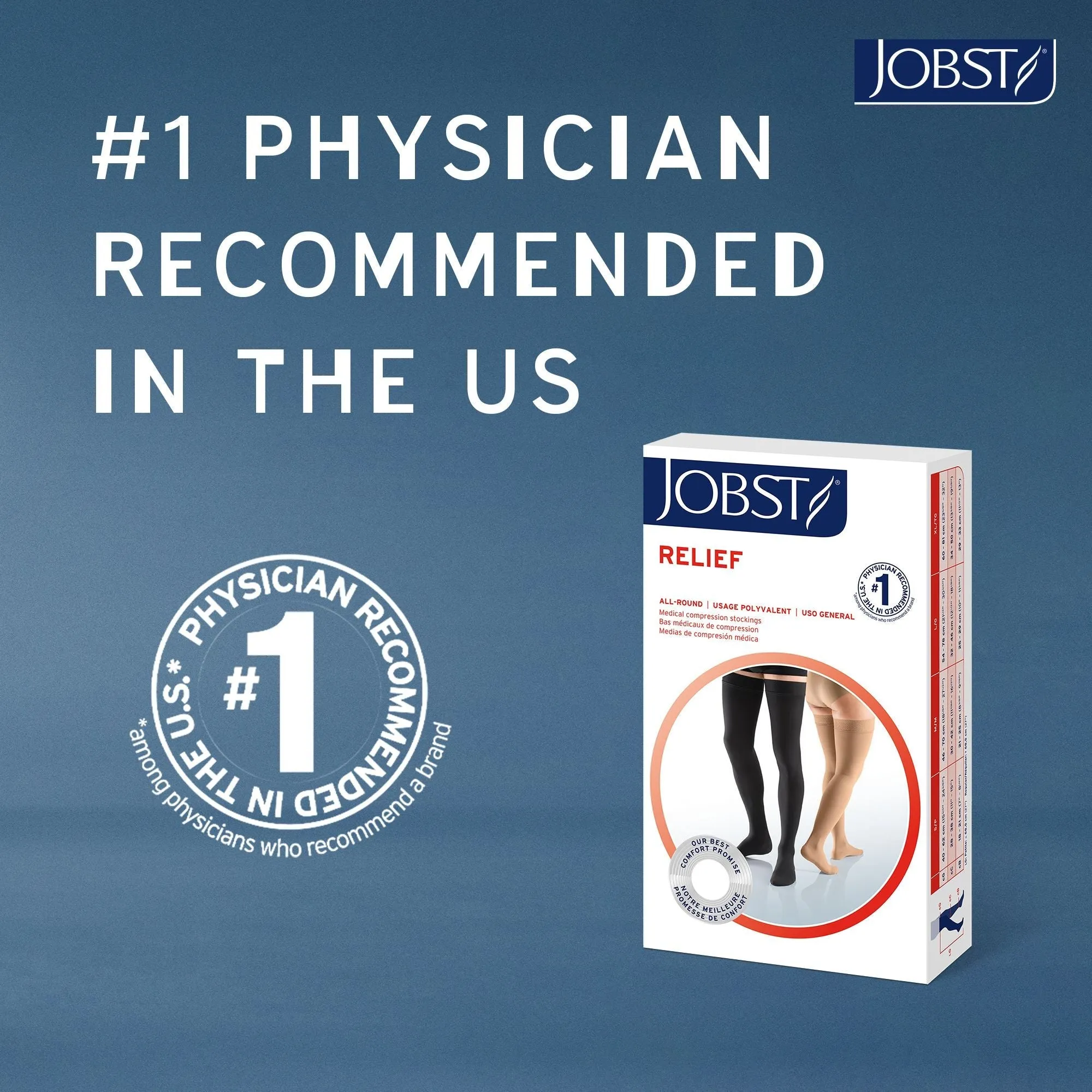 JOBST Relief 15-20 mmHg Compression Stockings, Knee High, Open Toe