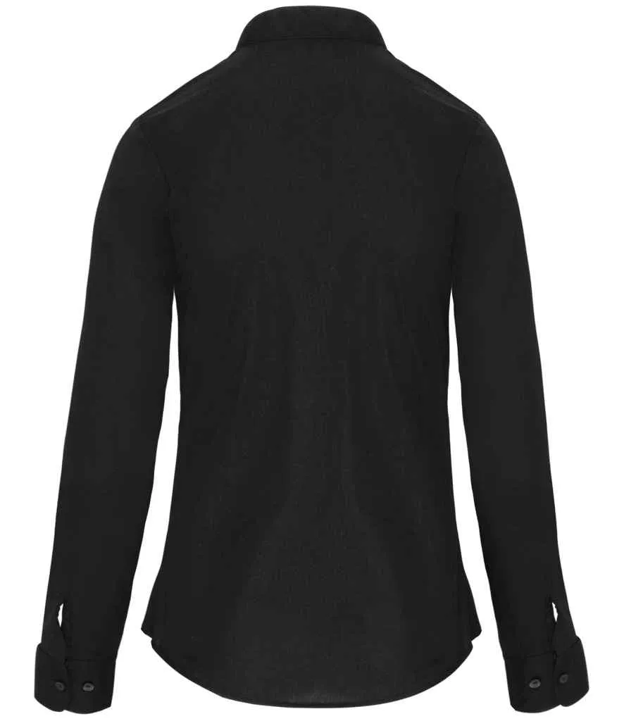 Kariban Ladies Long Sleeve Mandarin Collar Shirt | Black