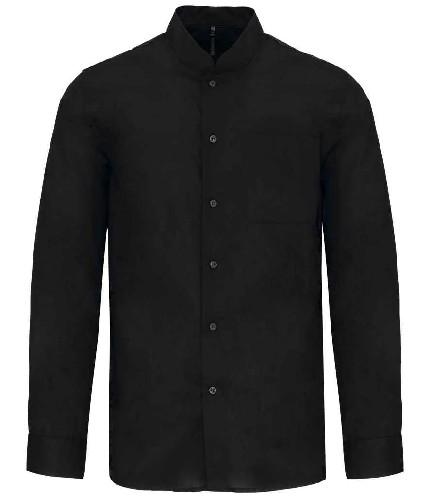 Kariban Long Sleeve Mandarin Collar Shirt | Black