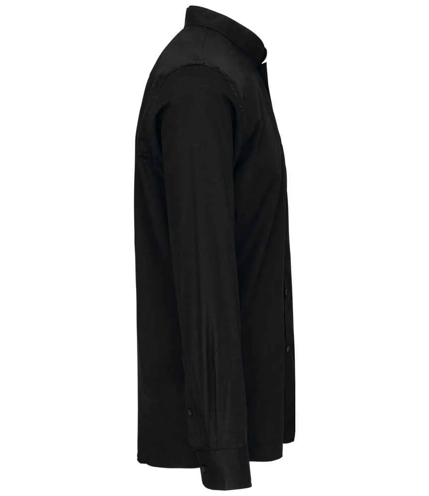 Kariban Long Sleeve Mandarin Collar Shirt | Black