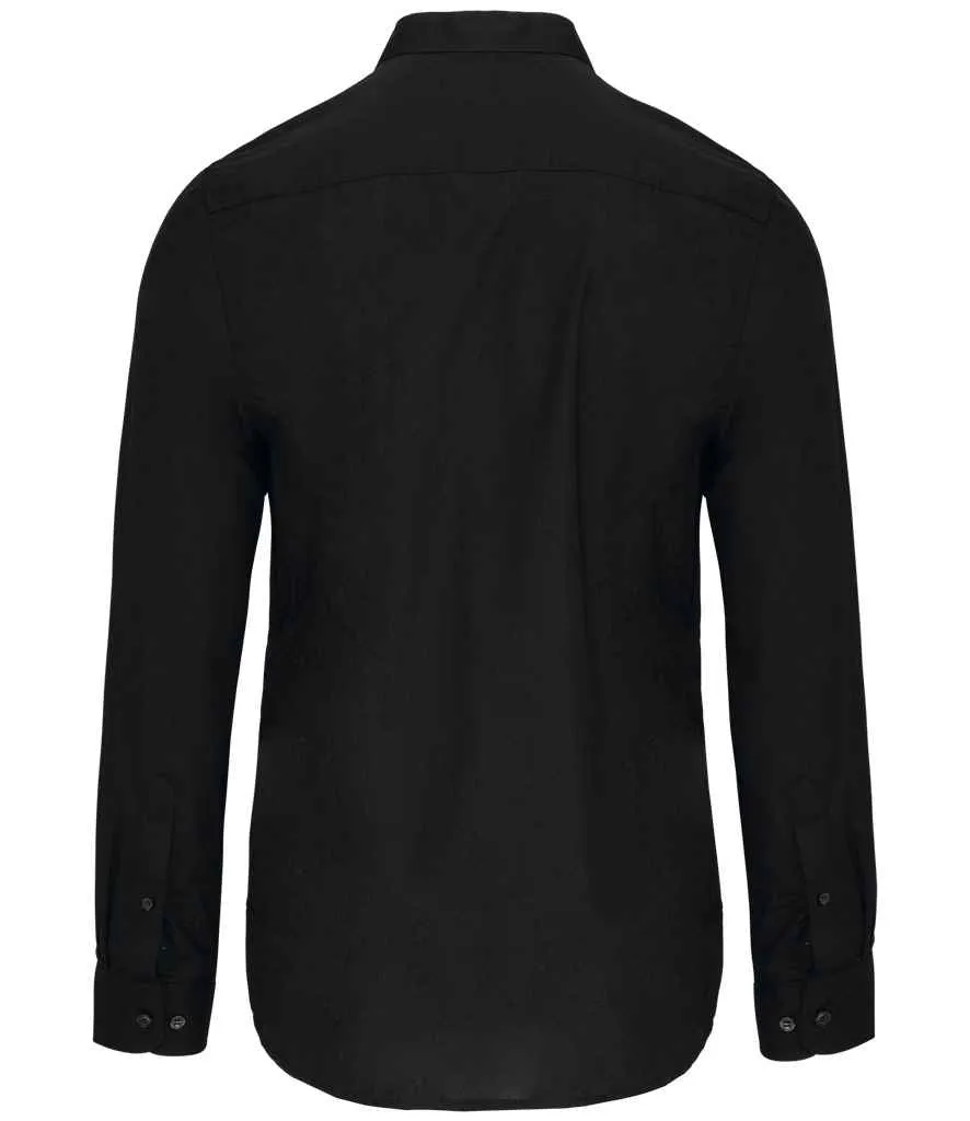 Kariban Long Sleeve Mandarin Collar Shirt | Black