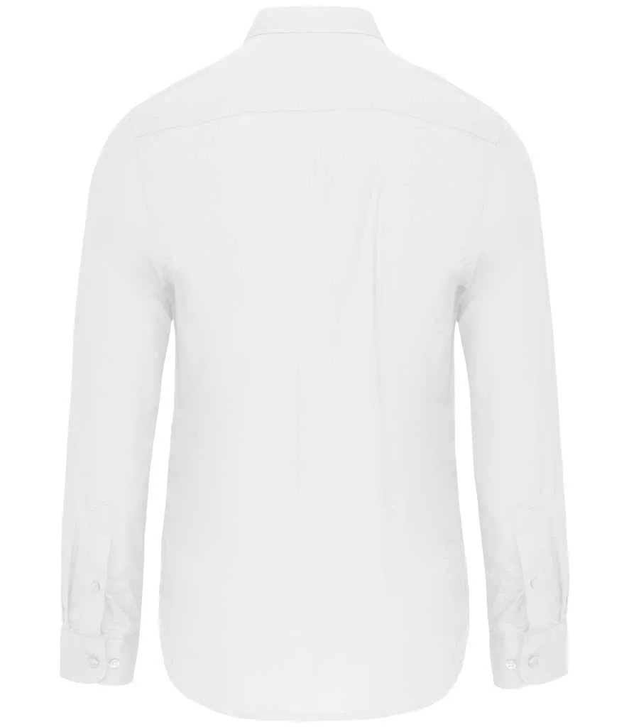 Kariban Long Sleeve Mandarin Collar Shirt | White