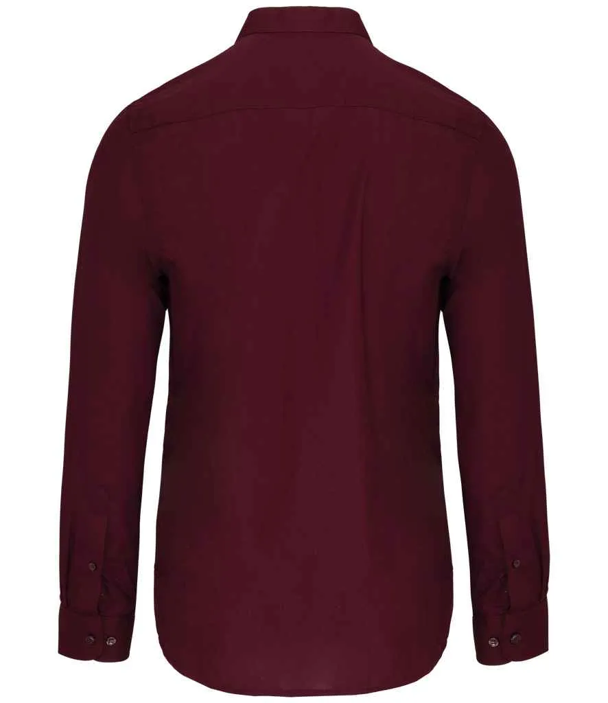 Kariban Long Sleeve Mandarin Collar Shirt | Wine