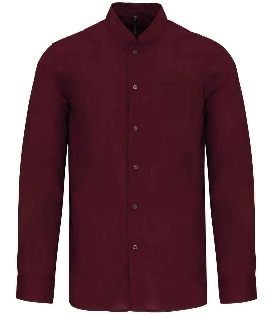 Kariban Long Sleeve Mandarin Collar Shirt | Wine