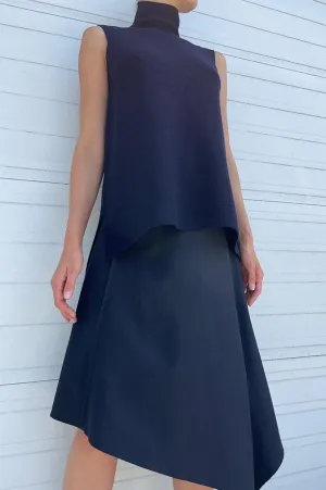 Kewi Whole Garment Knit Sleeveless Top In Navy Melange