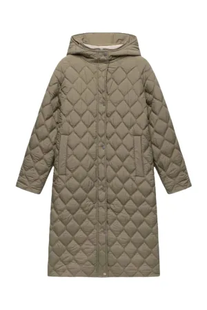 Khaki Double Layer Quilted Parka
