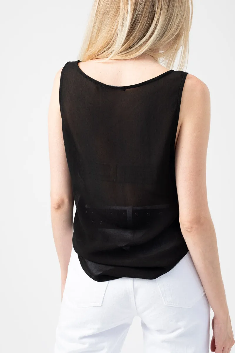 Linen Viscose Tank in Black