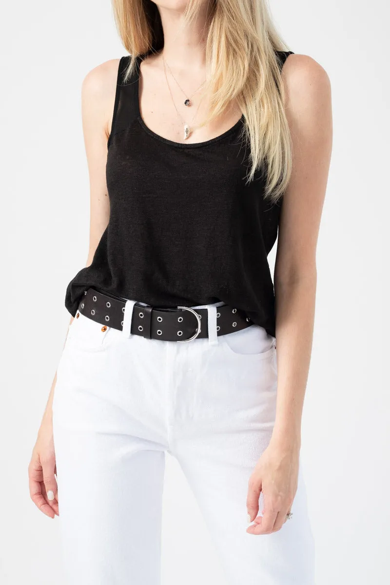 Linen Viscose Tank in Black