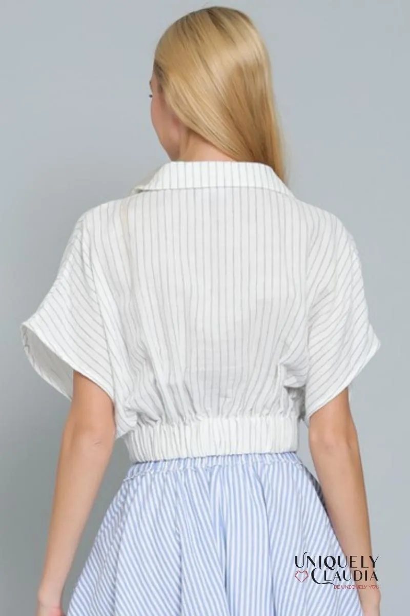 Marina Surplice Stripes Crop Top