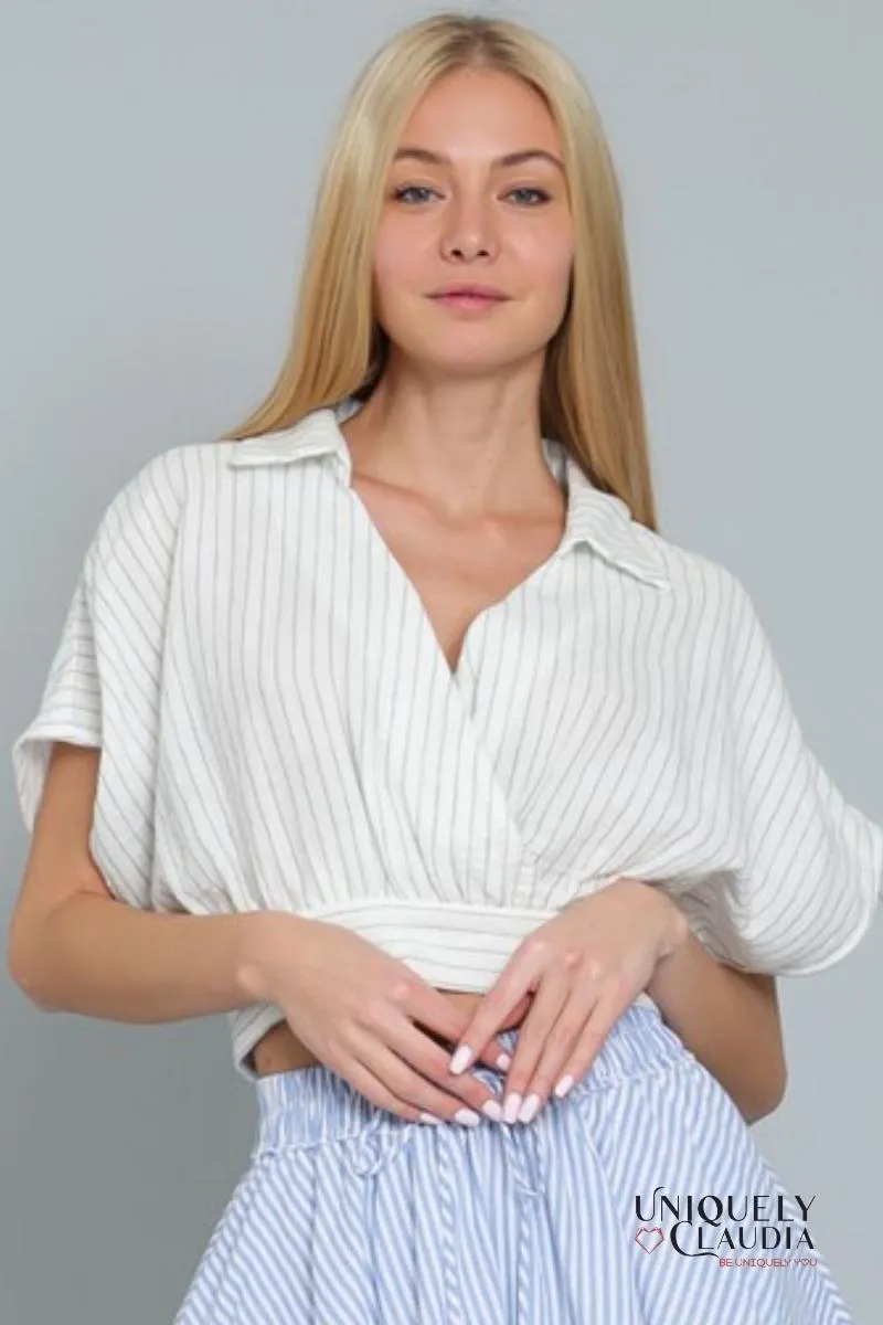 Marina Surplice Stripes Crop Top