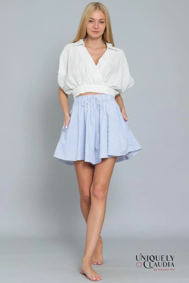 Marina Surplice Stripes Crop Top