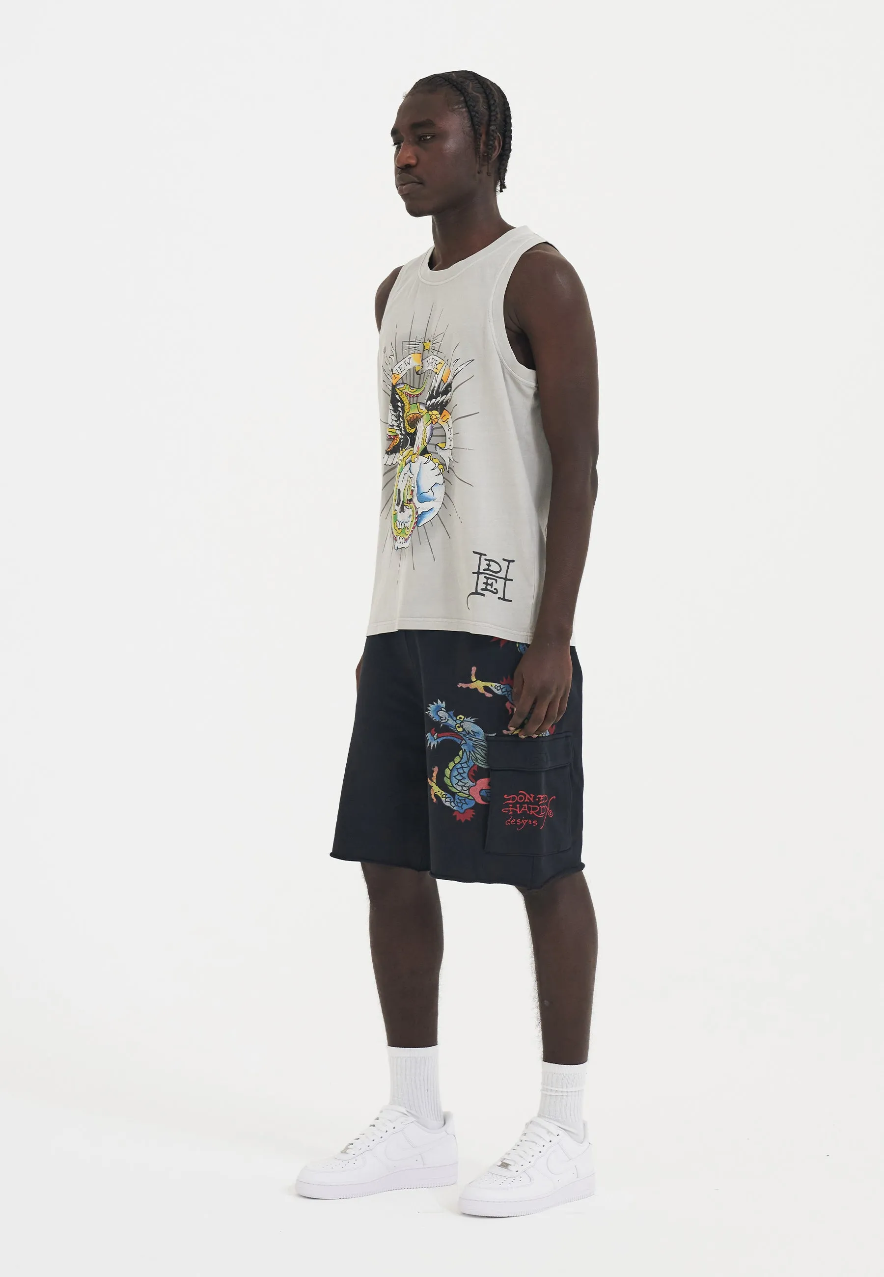 Mens Eagle & Snake Battle Tank Top Vest - Grey