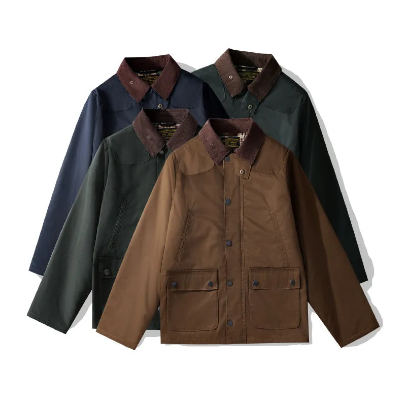 Men's oil wax jacket padded trench coat