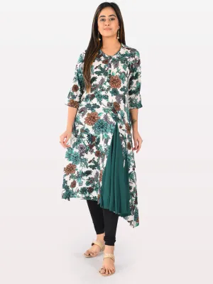 Neeru's Women Green Brown Color Rayon Fabric Tunic 50