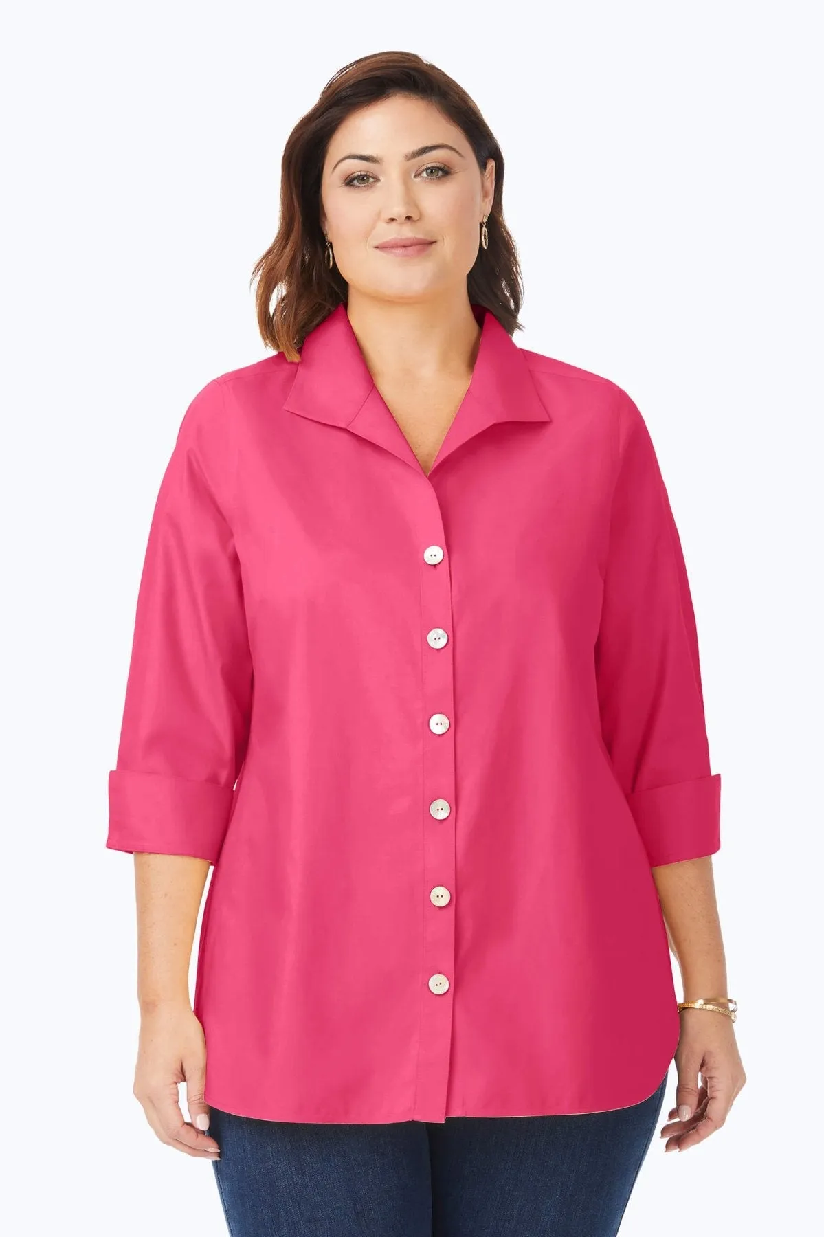 Pandora Plus Pinpoint No Iron 3/4 Sleeve Tunic