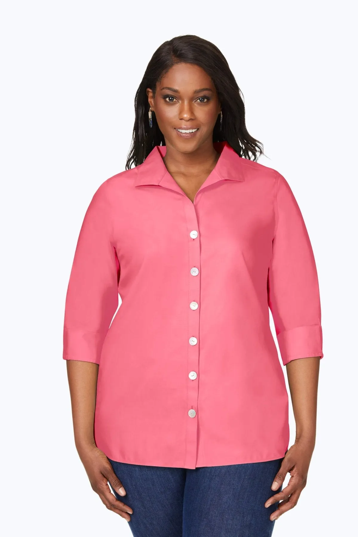 Pandora Plus Pinpoint No Iron 3/4 Sleeve Tunic