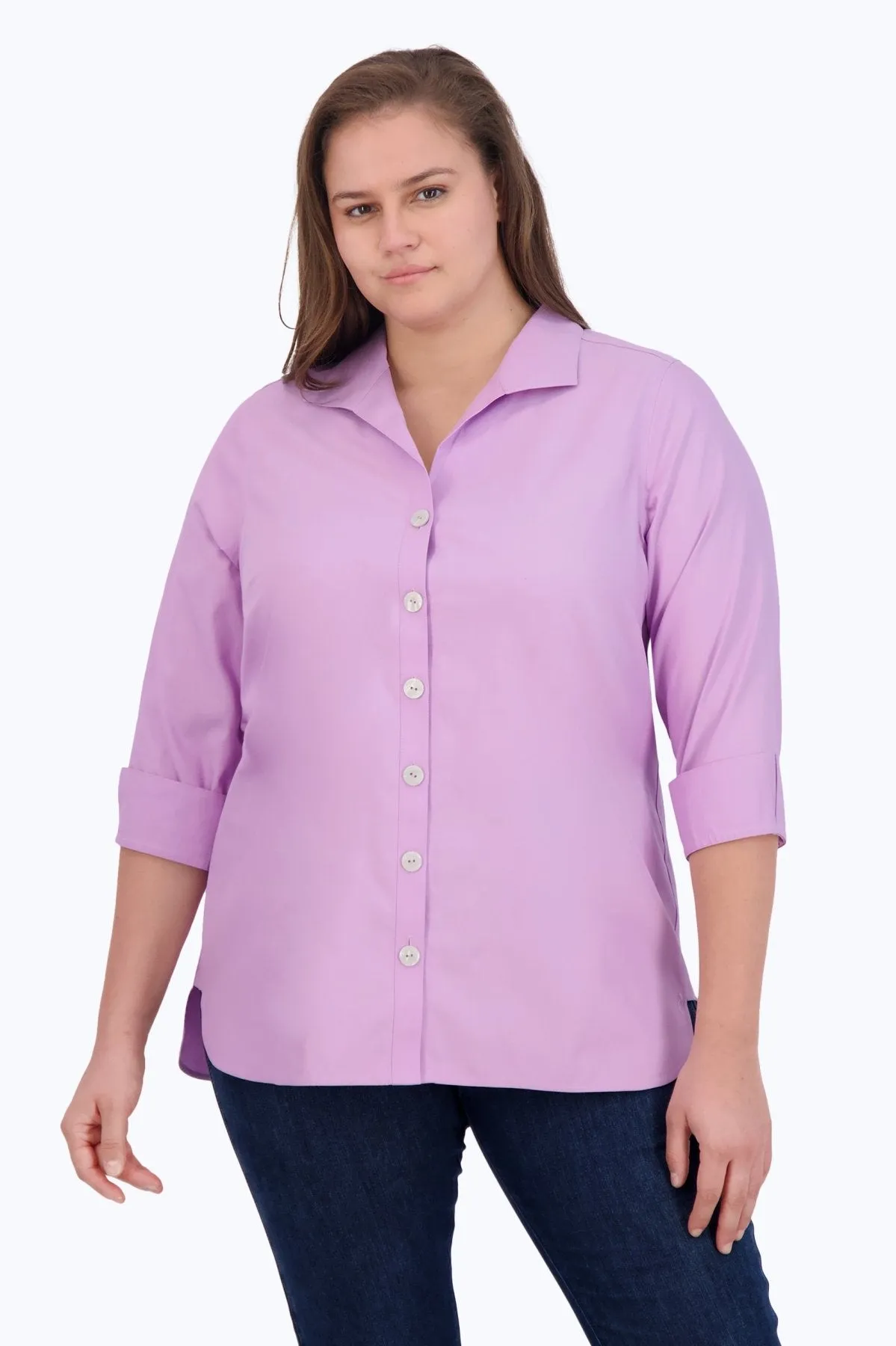 Pandora Plus Pinpoint No Iron 3/4 Sleeve Tunic
