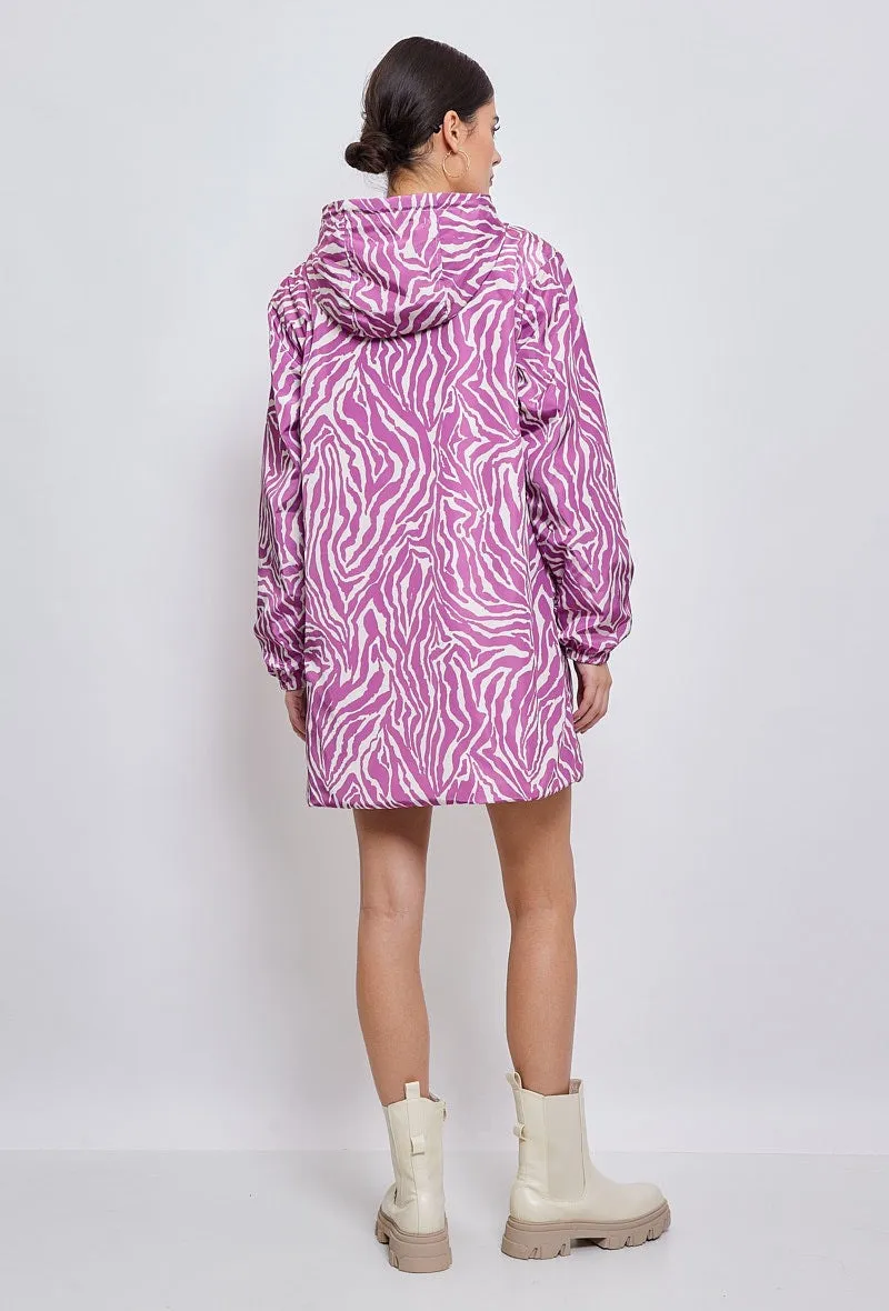 Parka mi-long motifs zèbre