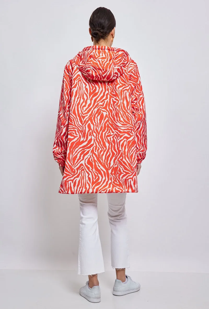 Parka mi-long motifs zèbre
