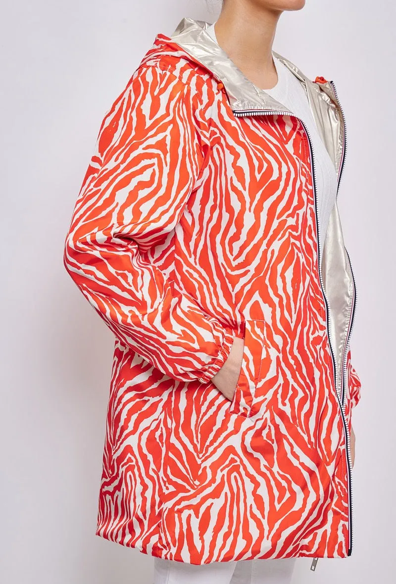 Parka mi-long motifs zèbre
