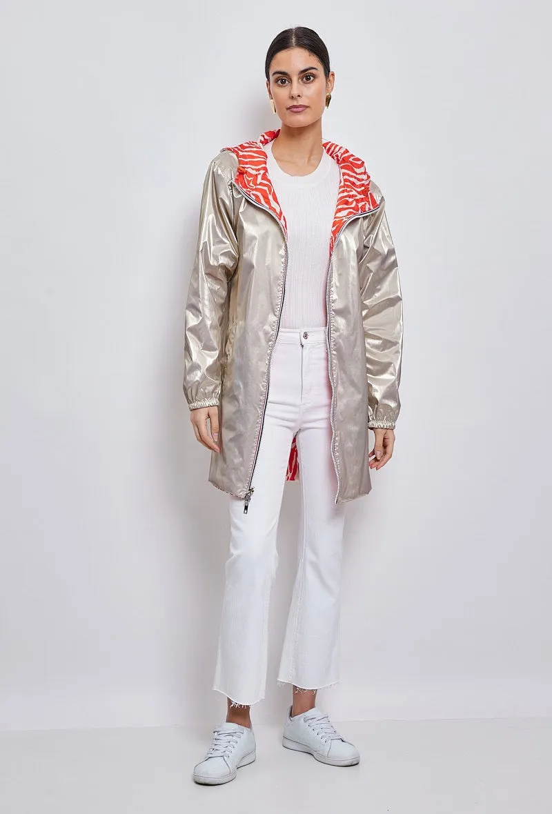 Parka mi-long motifs zèbre