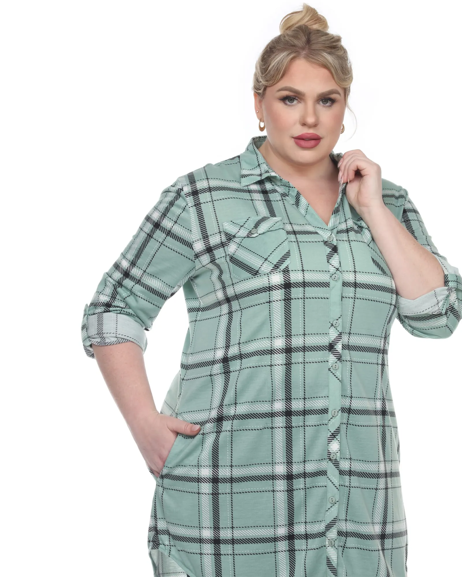 Plaid Tunic Top | Mint