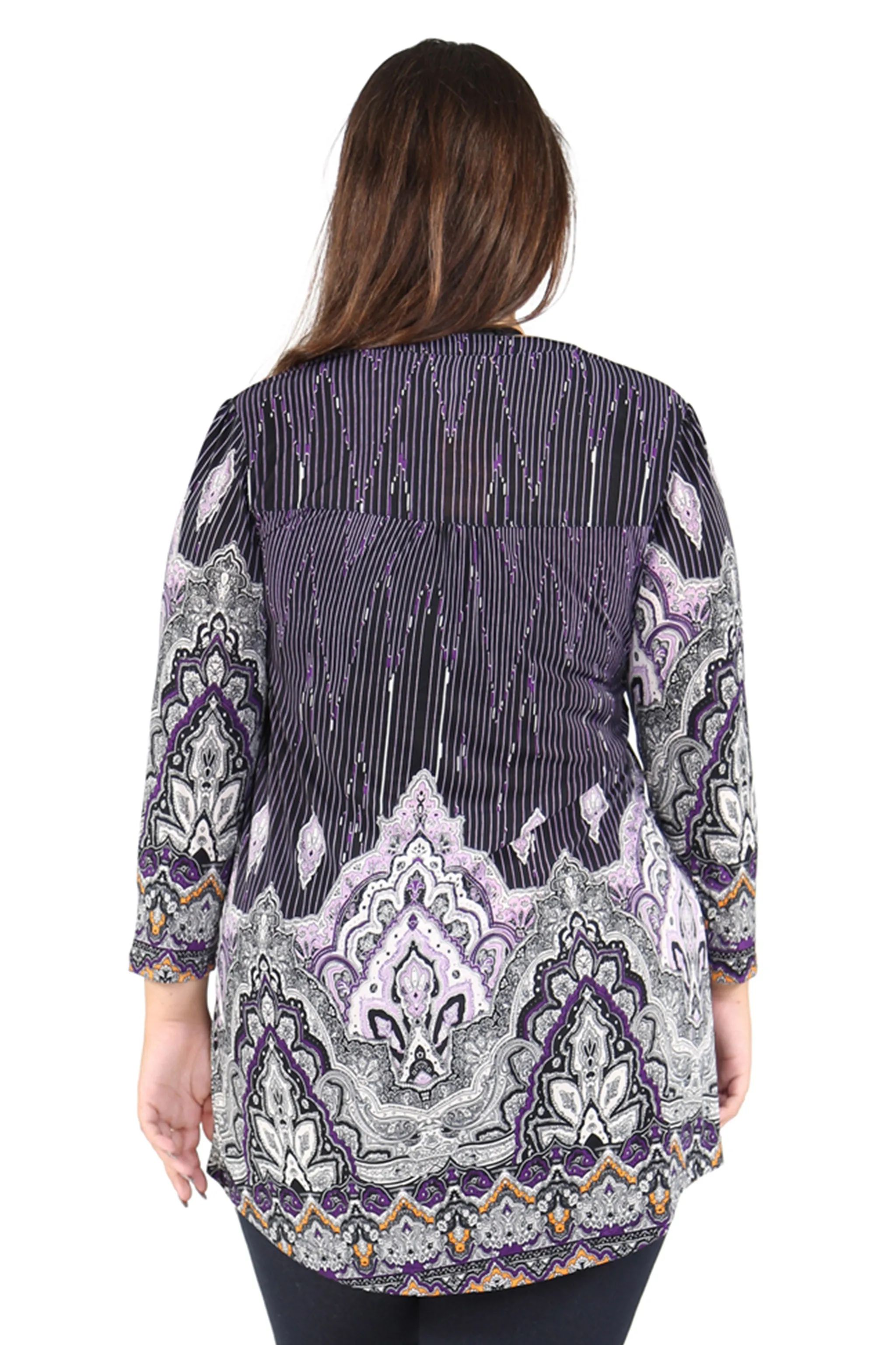Plus Size La Cera Empire Paisley Print Tunic
